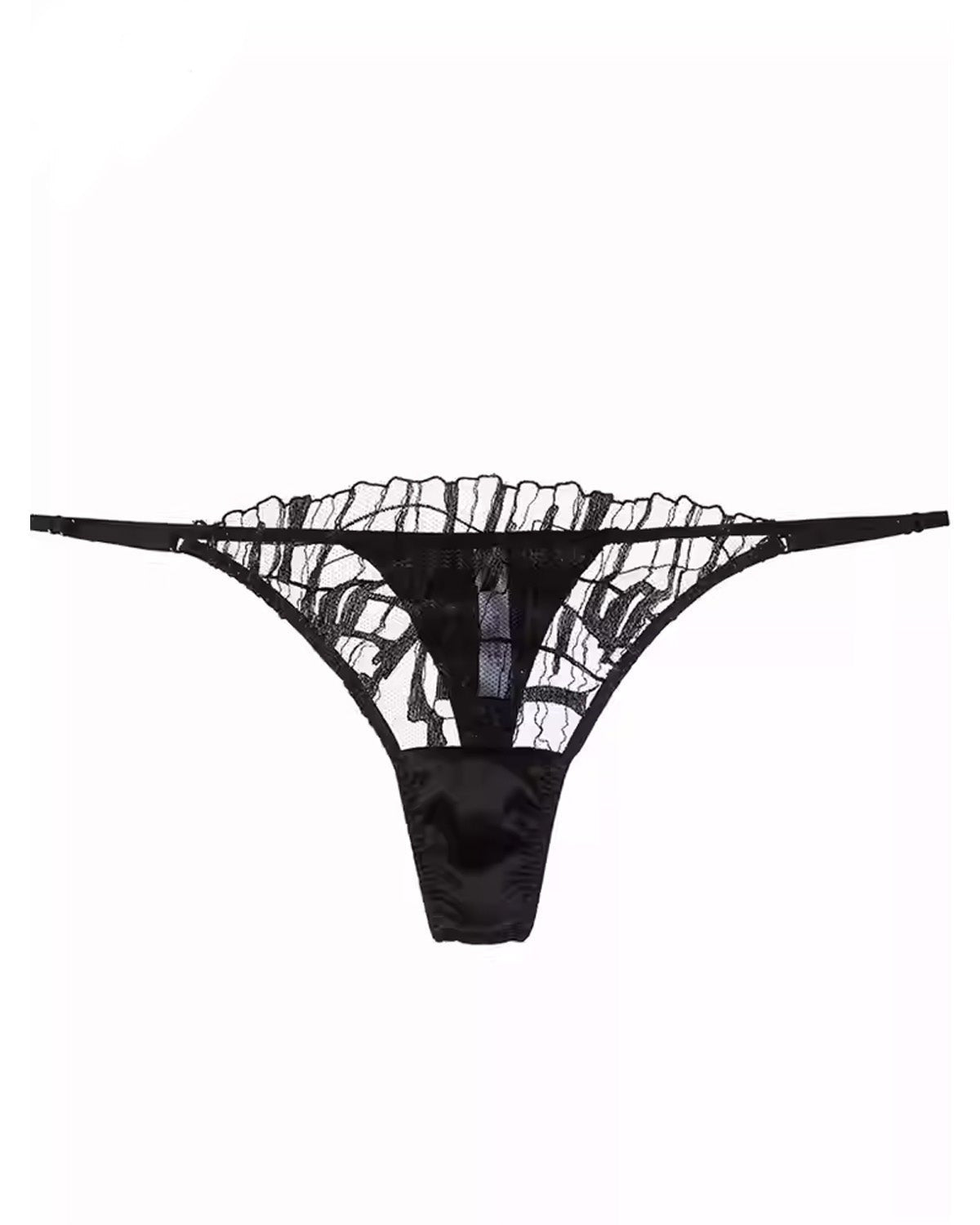 FEELITS SPA18 Mulberry Silk Lace Thong – Seamless Comfort, Low-Rise & Adjustable Fit - FEELITS