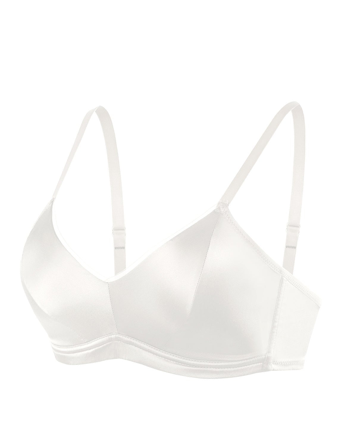FEELITS BRA09 Mulberry Silk Full-Coverage Wireless Bralette – Soft Cup Satin Bra with Adjustable Straps - FEELITS
