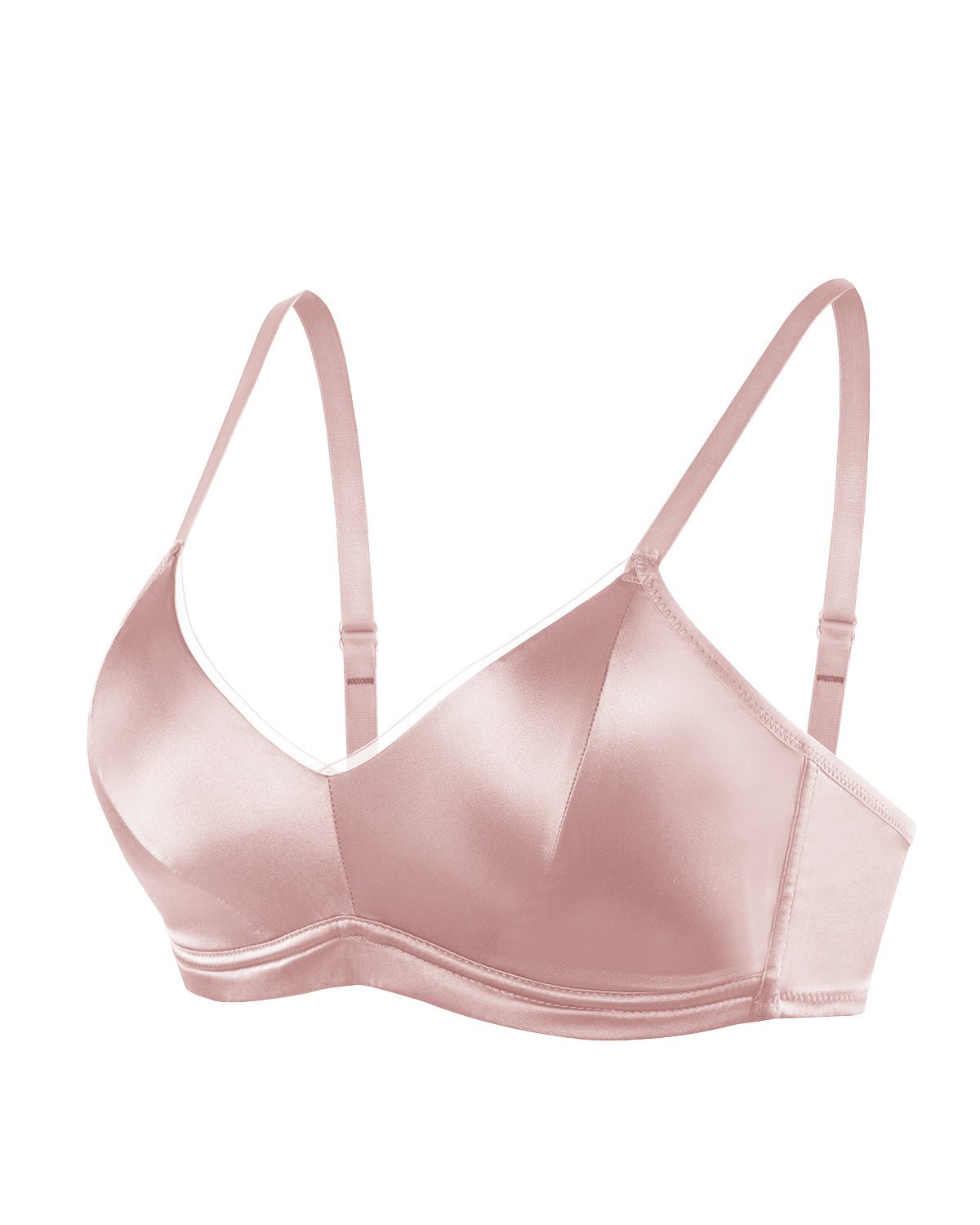 FEELITS BRA09 Mulberry Silk Full-Coverage Wireless Bralette – Soft Cup Satin Bra with Adjustable Straps - FEELITS