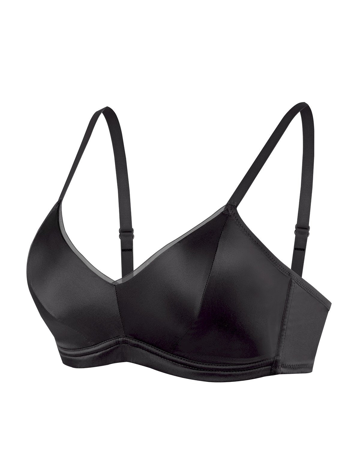 FEELITS BRA09 Mulberry Silk Full-Coverage Wireless Bralette – Soft Cup Satin Bra with Adjustable Straps - FEELITS