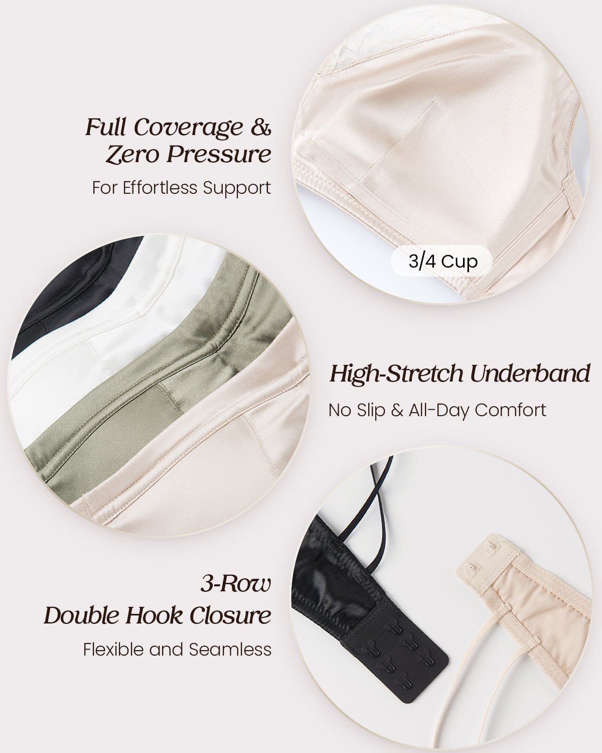 FEELITS BRA07 22 Momme Mulberry Silk Wire-Free Bralette – Full-Coverage Comfort & Adjustable Straps - FEELITS