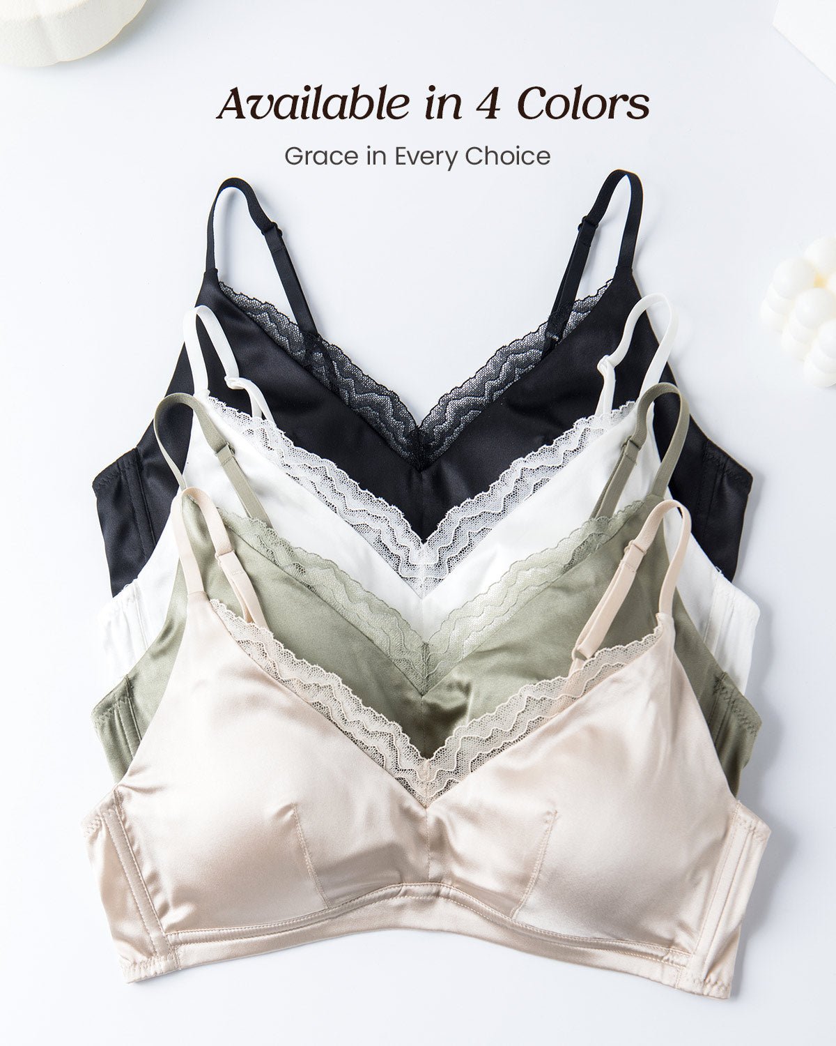 FEELITS BRA07 22 Momme Mulberry Silk Wire-Free Bralette – Full-Coverage Comfort & Adjustable Straps - FEELITS