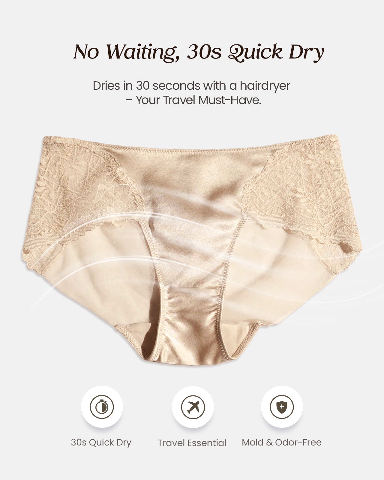 FEELITS KN23 Mulberry Silk Satin Bikini Panties – Breathable Lace Silk Underwear for Women - FEELITS