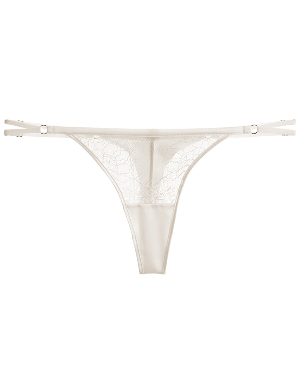 FEELITS TH05 Low-Rise Silk Lace T-Back Thong – 100% Mulberry Silk, Adjustable & No-Show - FEELITS
