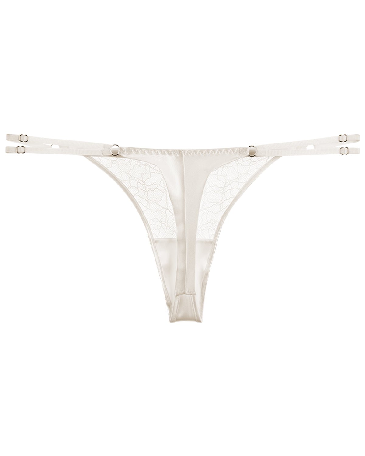 FEELITS TH05 Low-Rise Silk Lace T-Back Thong – 100% Mulberry Silk, Adjustable & No-Show - FEELITS