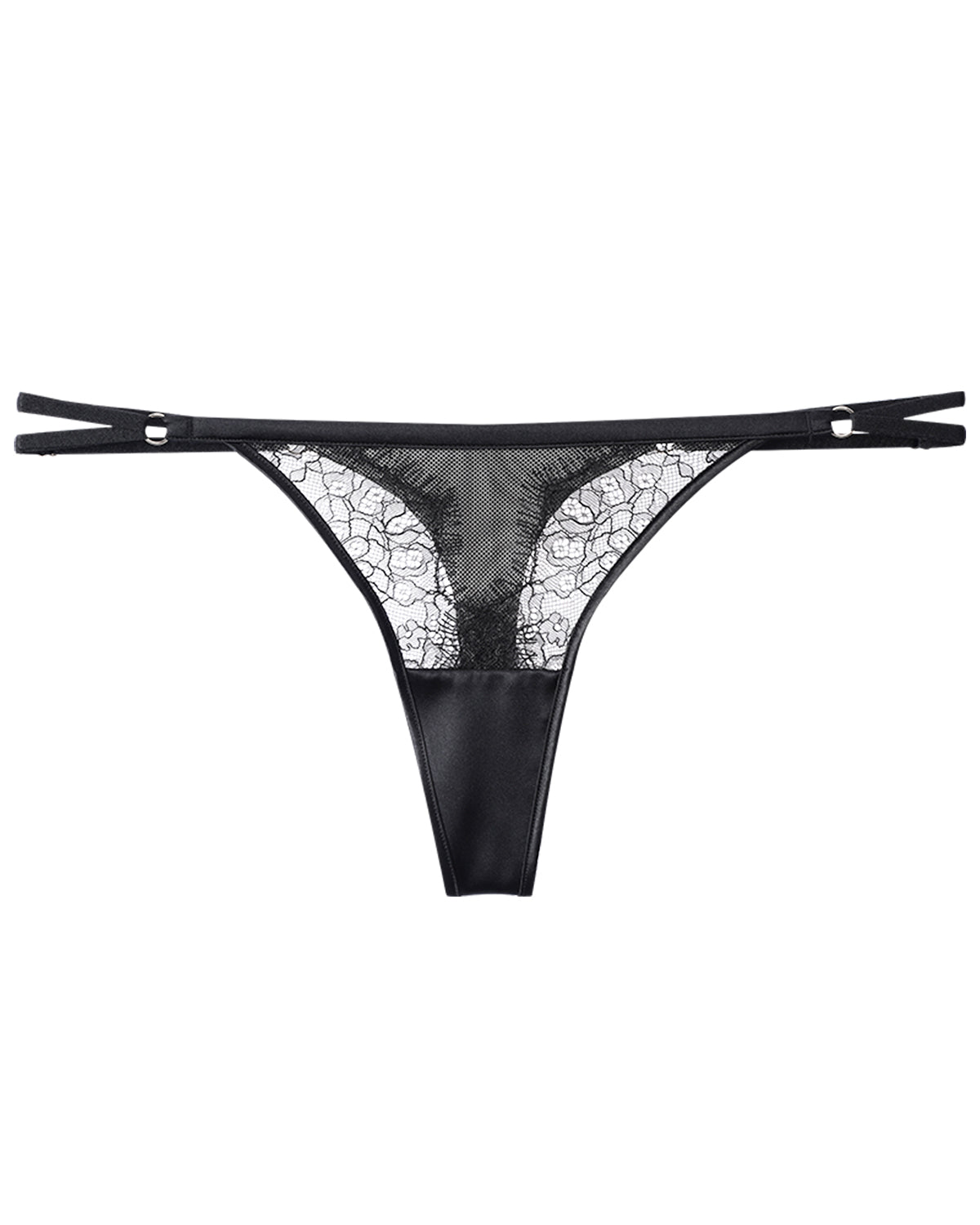 FEELITS TH05 Low-Rise Silk Lace T-Back Thong – 100% Mulberry Silk, Adjustable & No-Show - FEELITS
