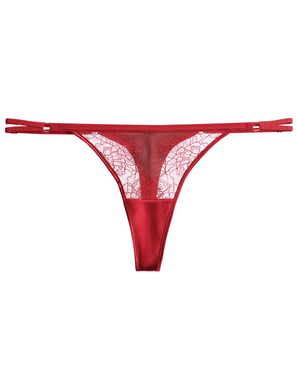 FEELITS TH05 Low-Rise Silk Lace T-Back Thong – 100% Mulberry Silk, Adjustable & No-Show - FEELITS