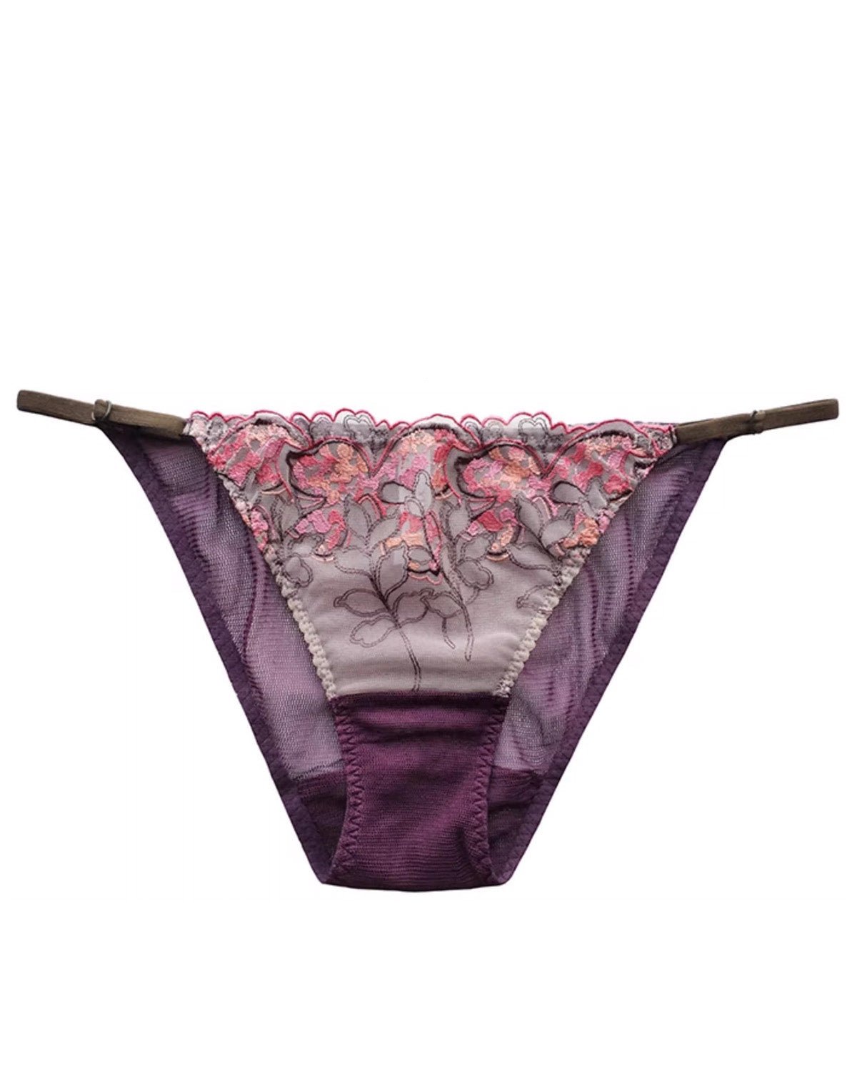 FEELITS SPA32 Mulberry Silk Sheer Lace Low-Rise Bikini Panties – Adjustable, No-Show & Feminine Fit - FEELITS