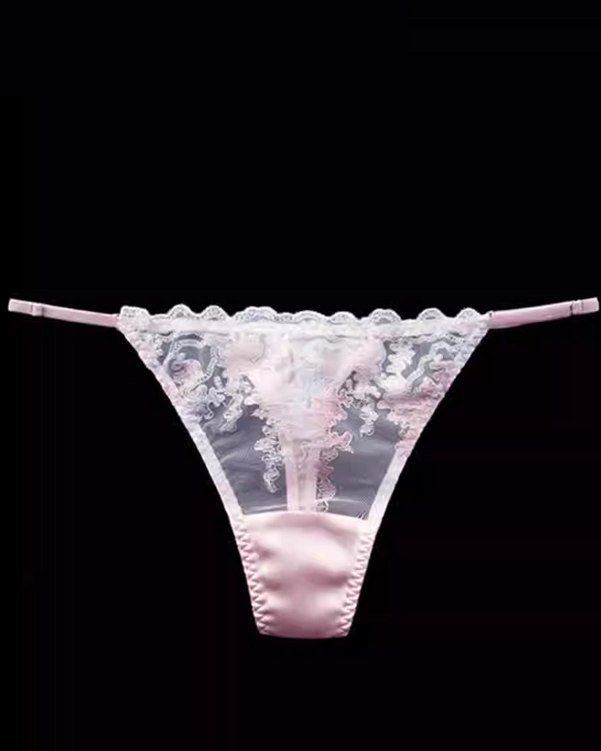 FEELITS SPA23 Sheer Lace T-Back Panties – 6A Mulberry Silk, Adjustable & No-Show - FEELITS