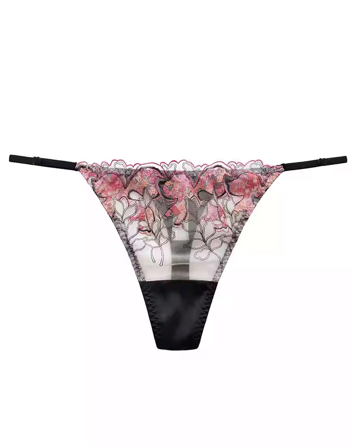 FEELITS SPA03 Sheer Lace G-String Thong – Adjustable Straps, Low-Rise & Silk Comfort - FEELITS