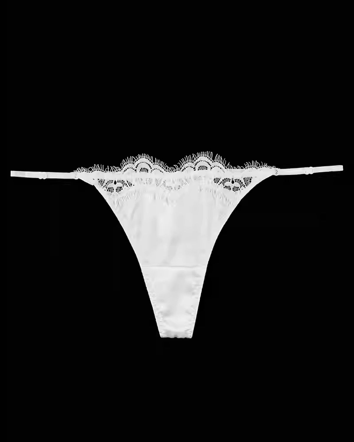FEELITS SPA53 Mulberry Silk Adjustable T-Back Thong – Low-Rise, Lace Sheer & No-Show Fit - FEELITS