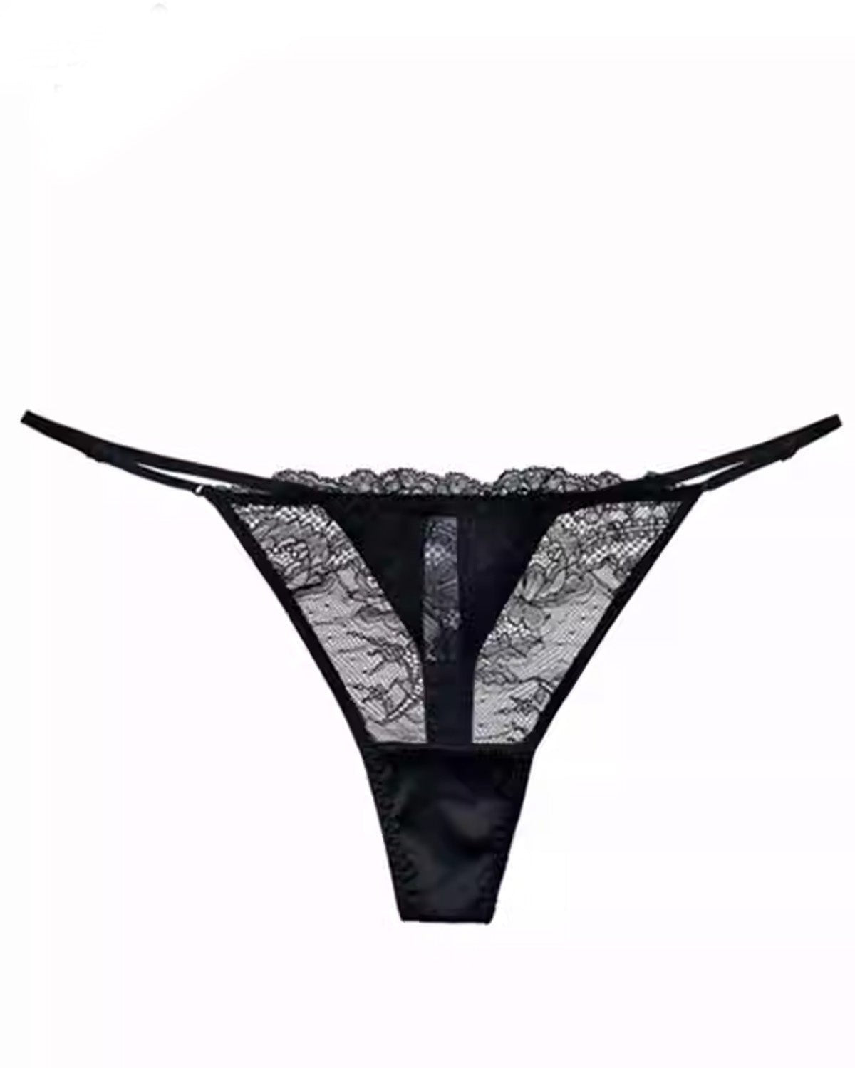 FEELITS SPA55 Mulberry Silk Adjustable T-Back Thong – Low-Rise, Lace Sheer & No-Show Fit - FEELITS
