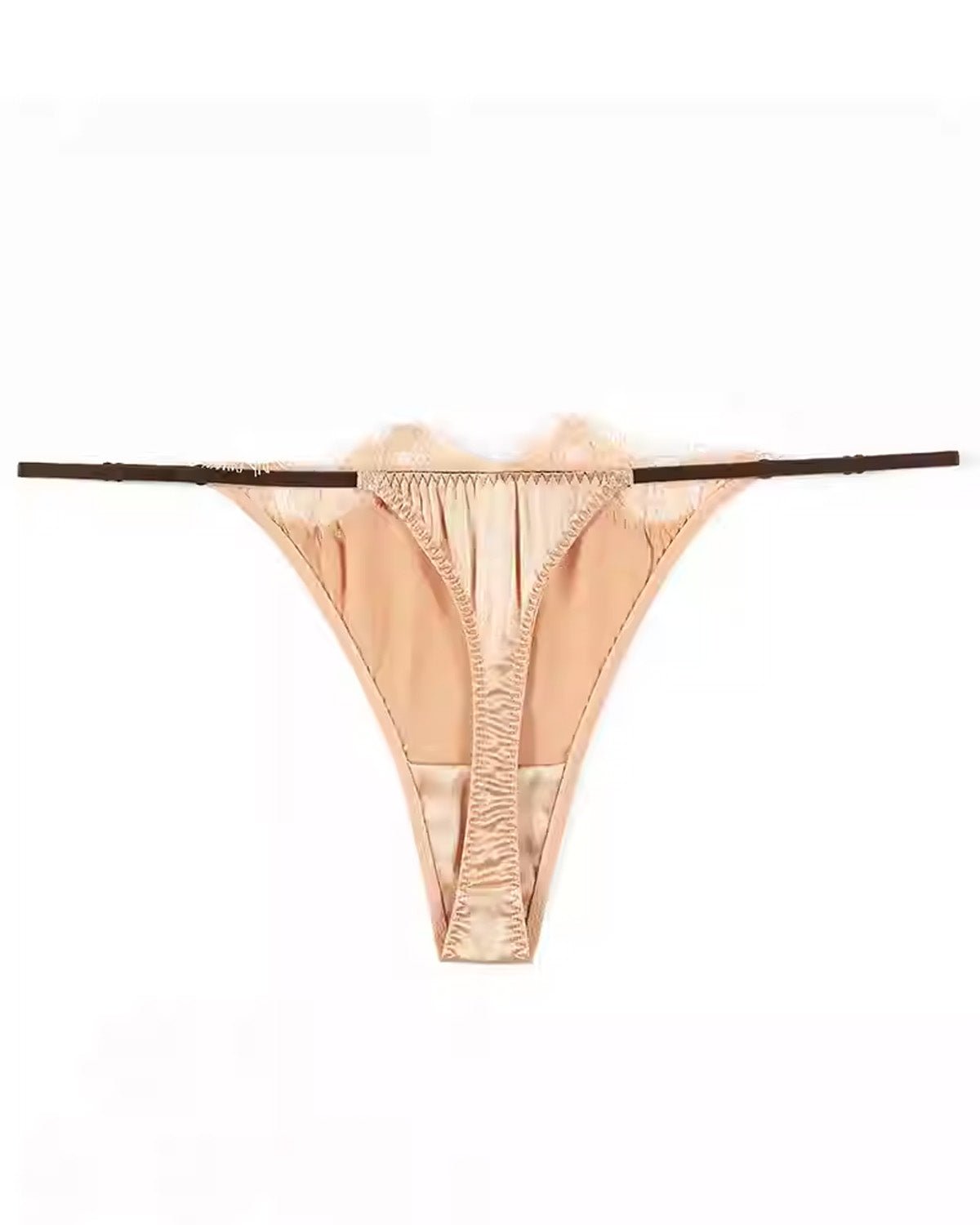 FEELITS SPA53 Mulberry Silk Adjustable T-Back Thong – Low-Rise, Lace Sheer & No-Show Fit - FEELITS
