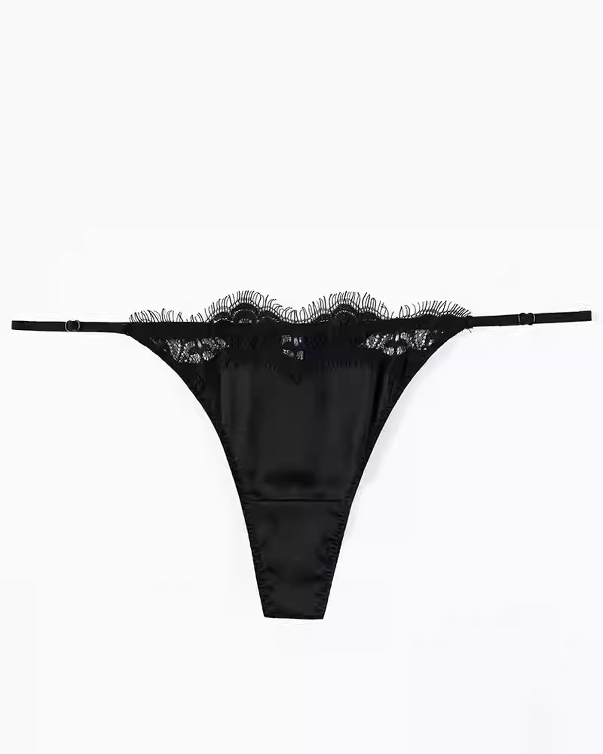 FEELITS SPA53 Mulberry Silk Adjustable T-Back Thong – Low-Rise, Lace Sheer & No-Show Fit - FEELITS