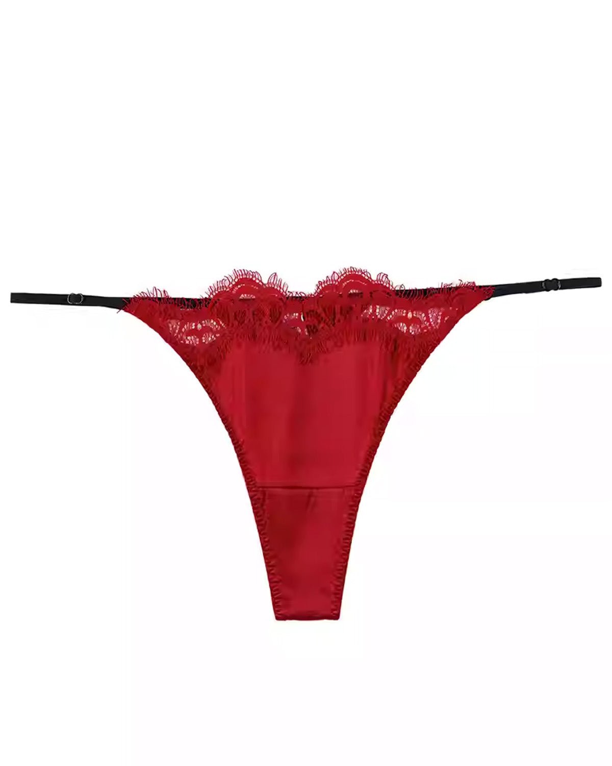 FEELITS SPA53 Mulberry Silk Adjustable T-Back Thong – Low-Rise, Lace Sheer & No-Show Fit - FEELITS