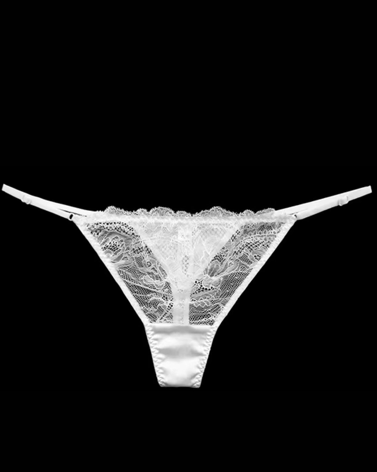 FEELITS SPA55 Mulberry Silk Adjustable T-Back Thong – Low-Rise, Lace Sheer & No-Show Fit - FEELITS