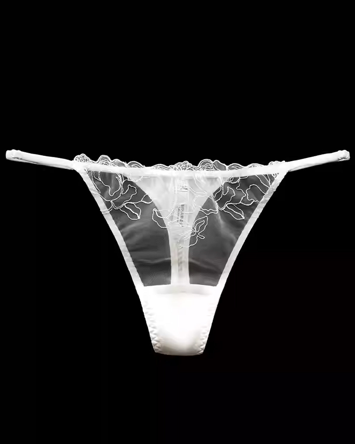 FEELITS SPA01 Mulberry Silk Lace Thong Panties – Adjustable Waist & Exquisite Embroidery - FEELITS
