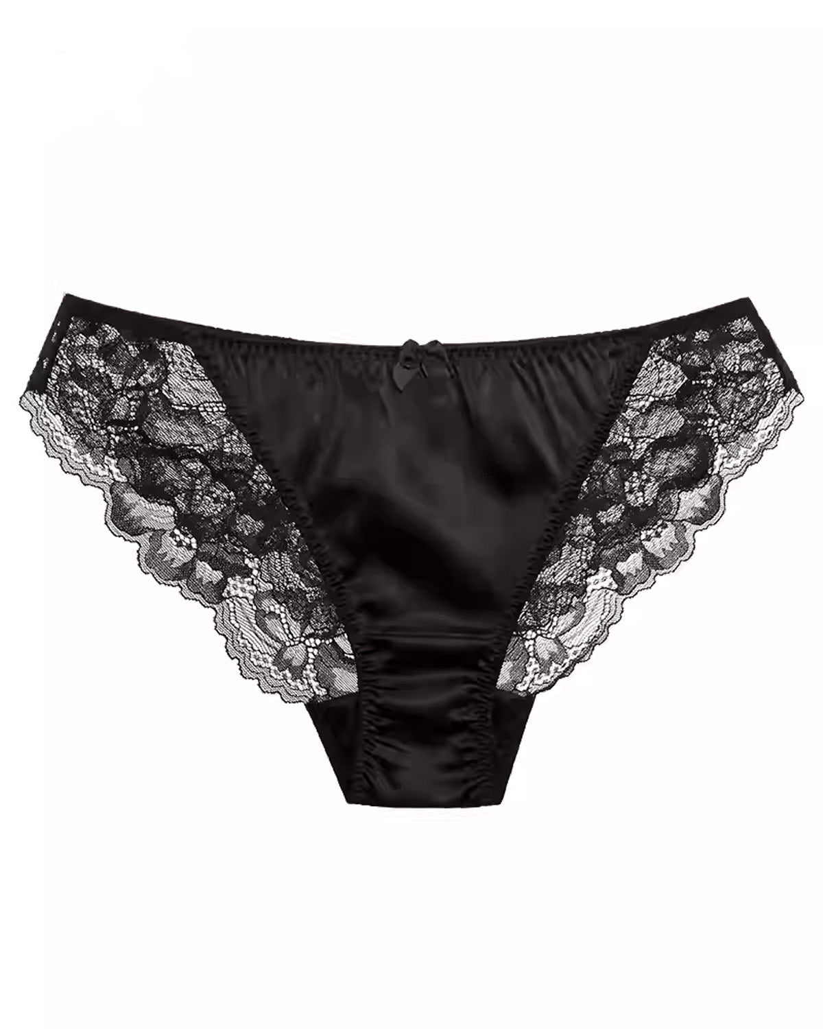 FEELITS SPA39 Mulberry Silk Lace Bikini Panties with Bow Detail – Low-Rise, Sheer & Seamless - FEELITS