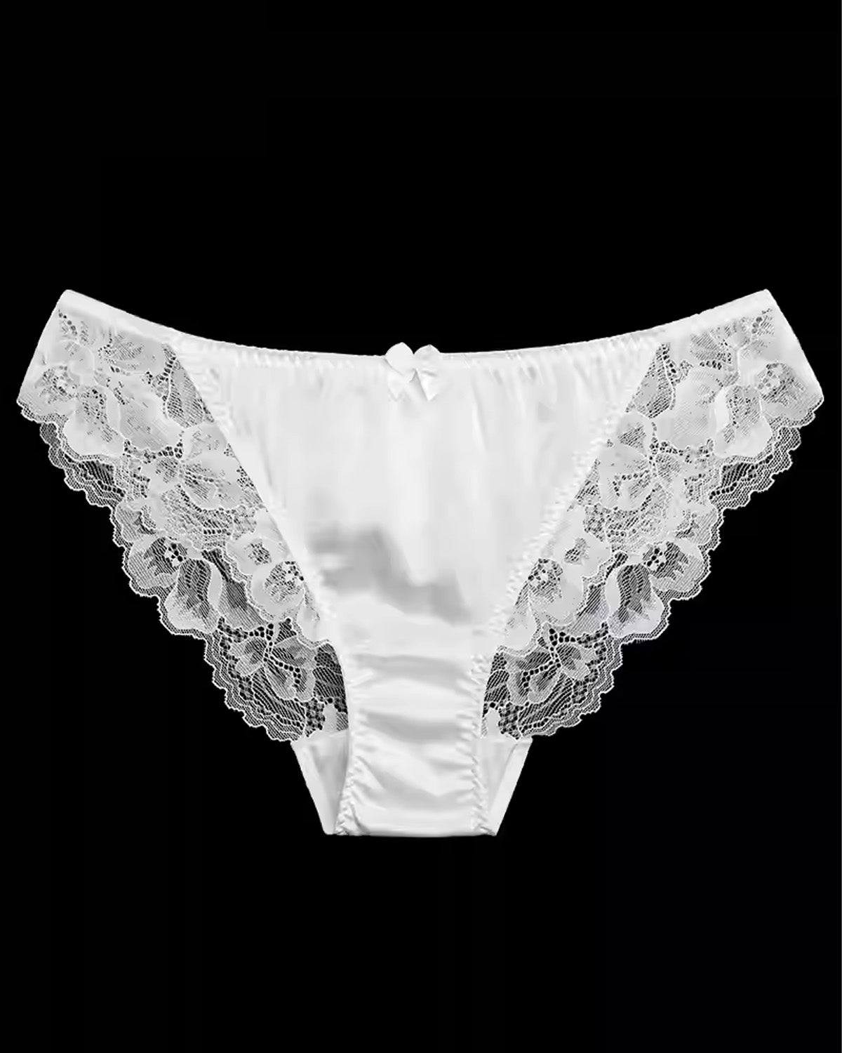 FEELITS SPA39 Mulberry Silk Lace Bikini Panties with Bow Detail – Low-Rise, Sheer & Seamless - FEELITS