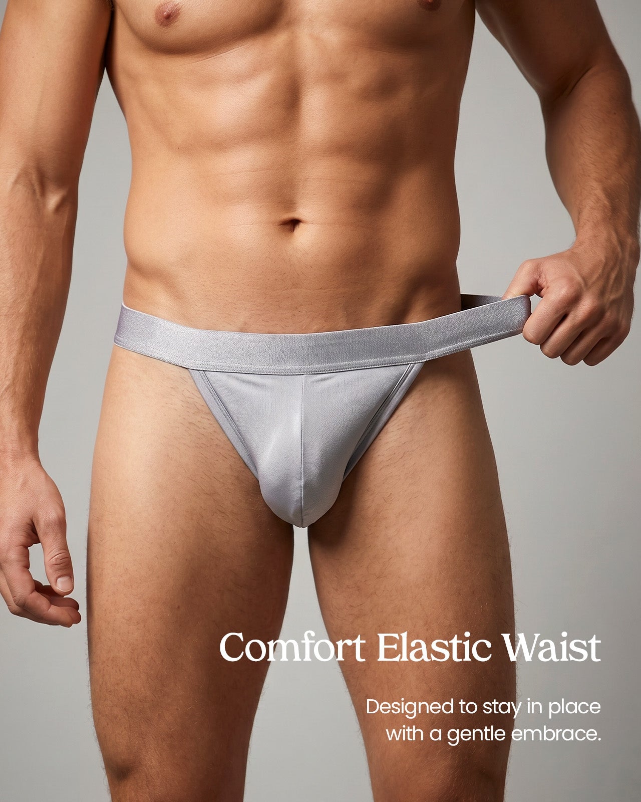 FEELITS THM03 Men's Mulberry Silk T-Back Thong – Double-Layer Pouch, Soft & Breathable - FEELITS