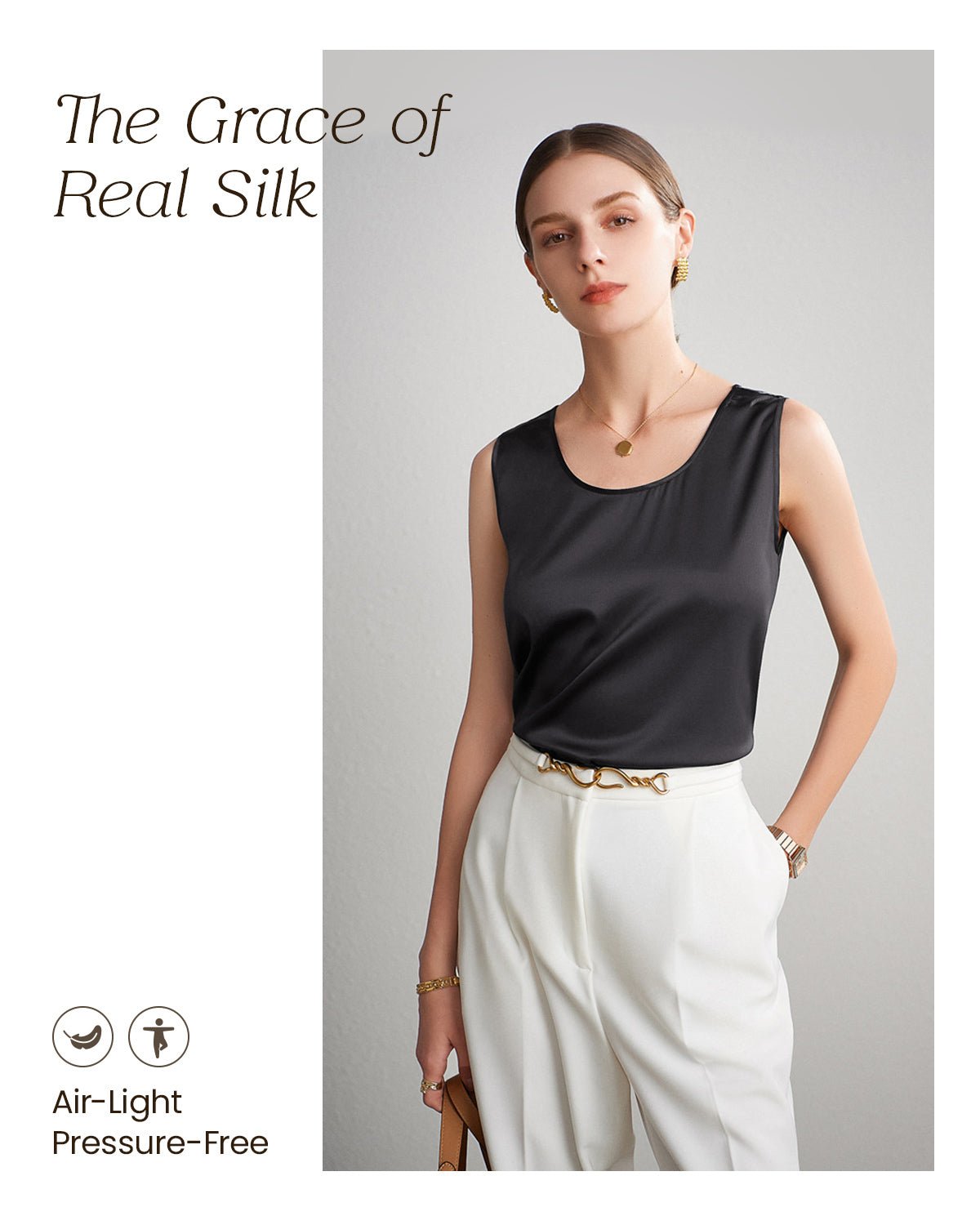 FEELITS TK01 19 Momme Mulberry Silk Loose-Fit Tank Top – 100% Silk, Flowy & Breathable - FEELITS