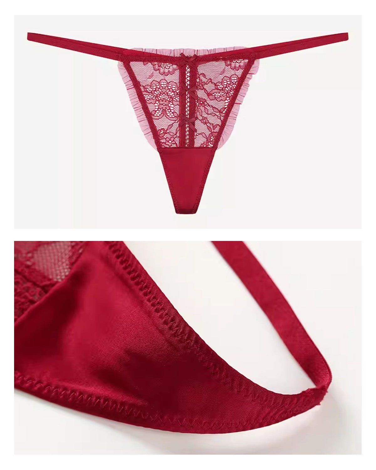 FEELITS TH09 Silk Hollow-Out Lace Thong – 100% 6A Mulberry Silk, No-Show & Breathable - FEELITS