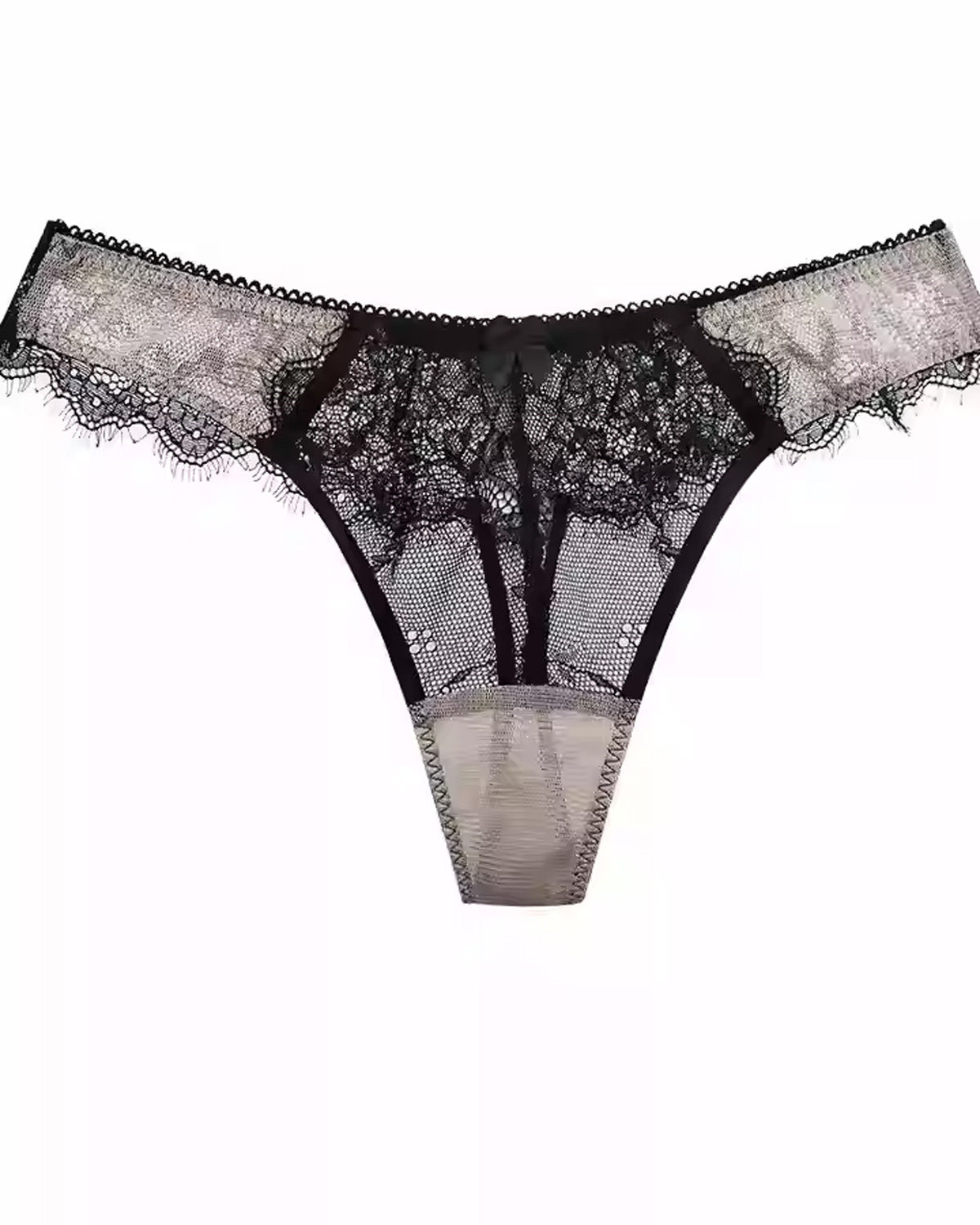 FEELITS SPA54 Mulberry Silk Sheer Mesh Lace Thong – Low-Rise, Seamless & No-Show Fit - FEELITS