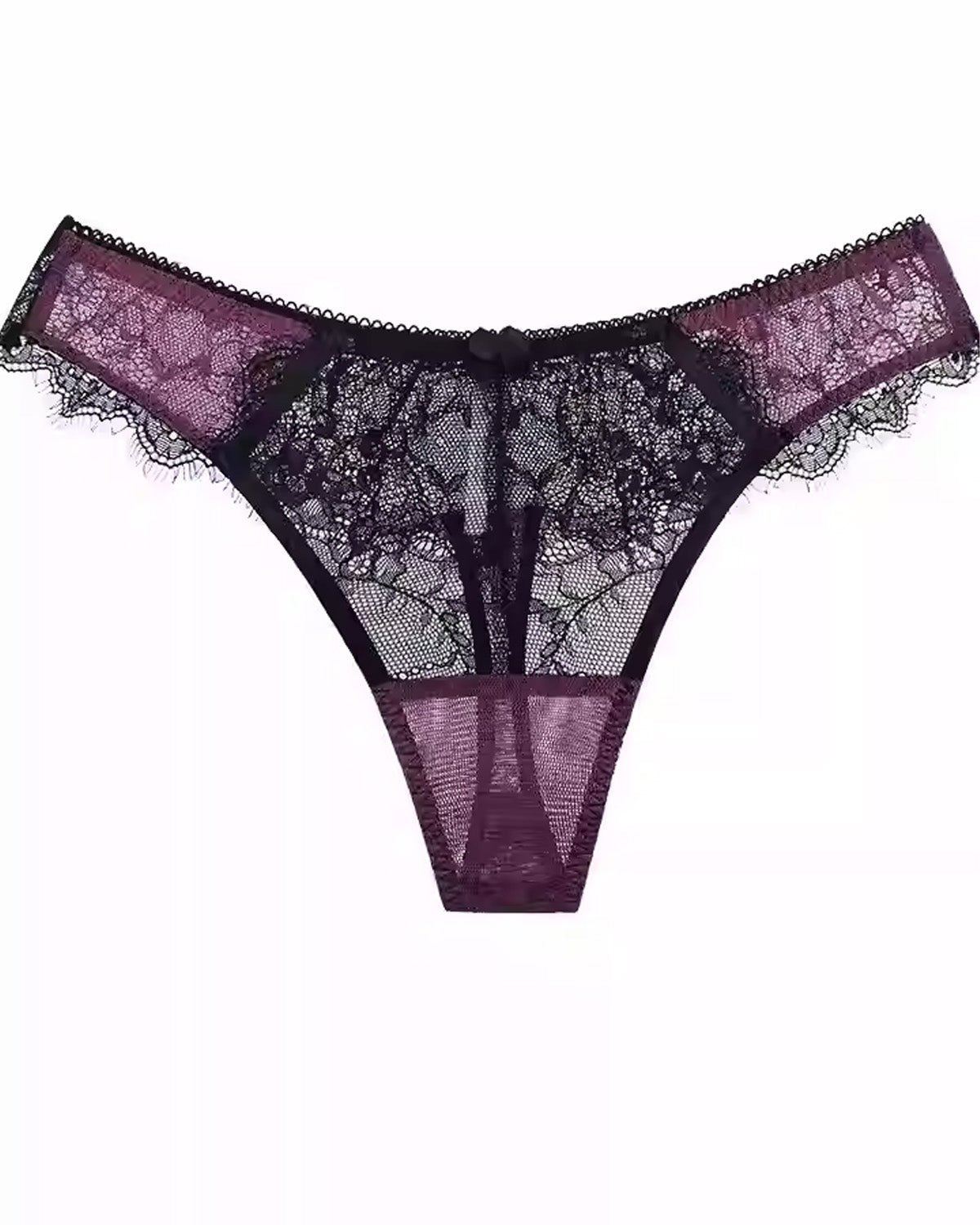 FEELITS SPA54 Mulberry Silk Sheer Mesh Lace Thong – Low-Rise, Seamless & No-Show Fit - FEELITS