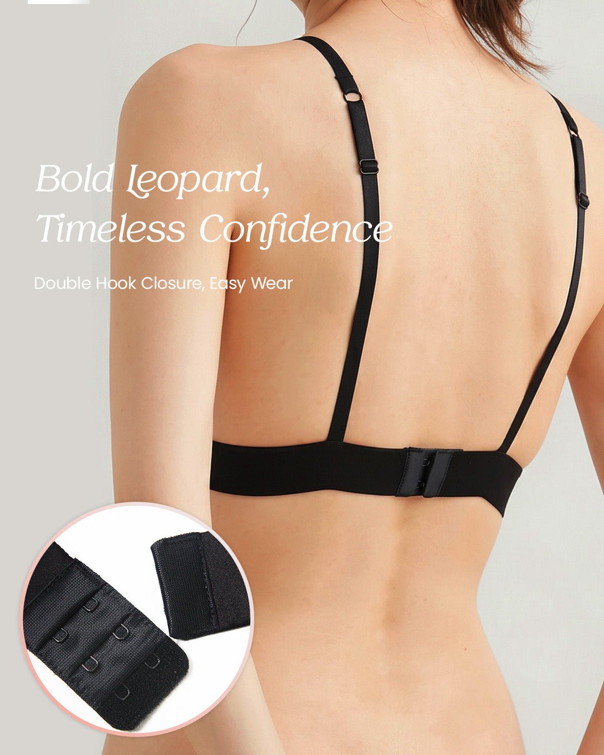 FEELITS YFB03 Leopard Print Silk Triangle Bra - 95% Mulberry Silk, Wireless Double-Hook Design - FEELITS