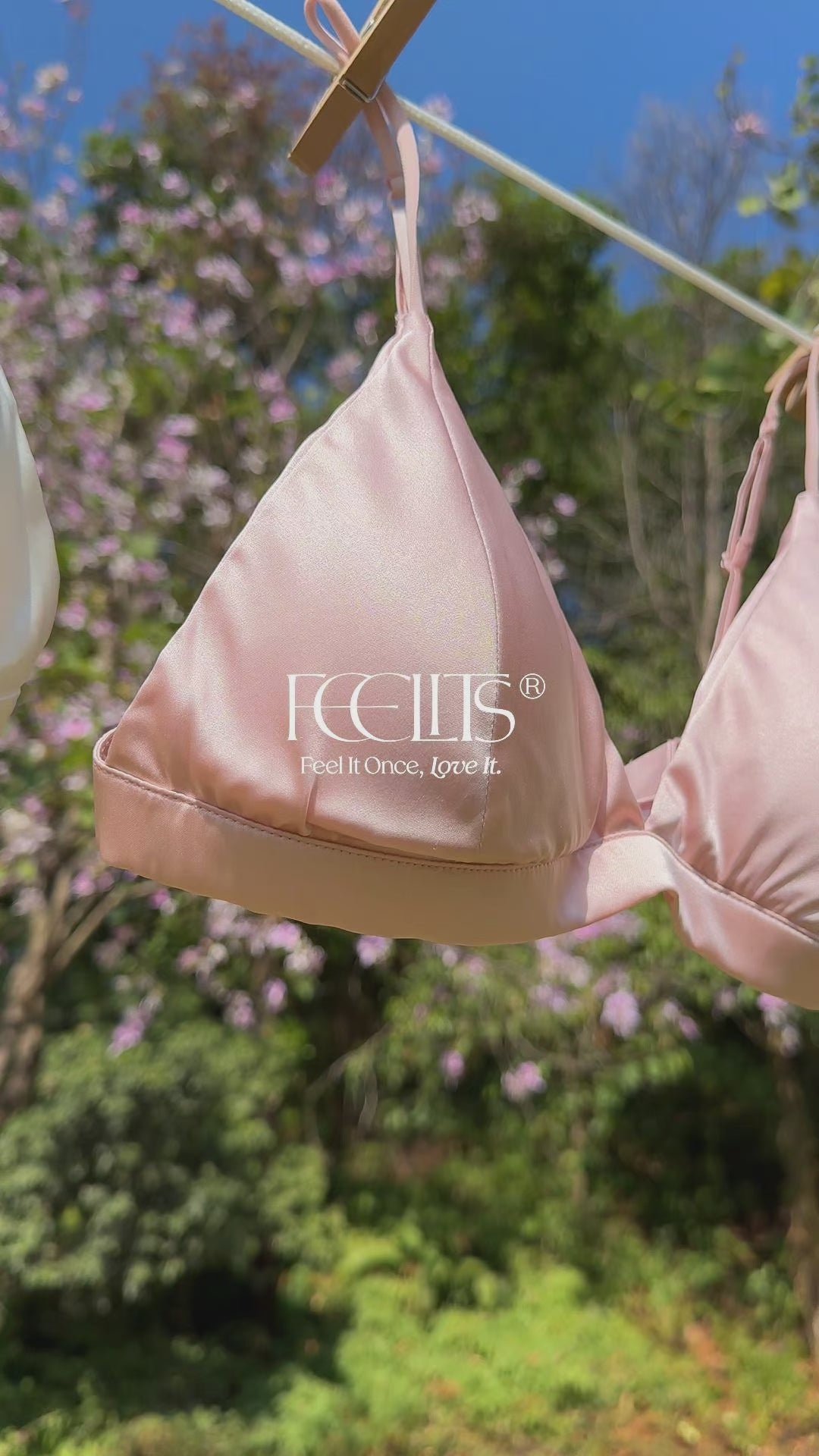 FEELITS BRA02 Seiden-Bügeloser Dreieck-Bralette – Bügelloser Seiden-Satin-BH, atmungsaktiv & ultraweich