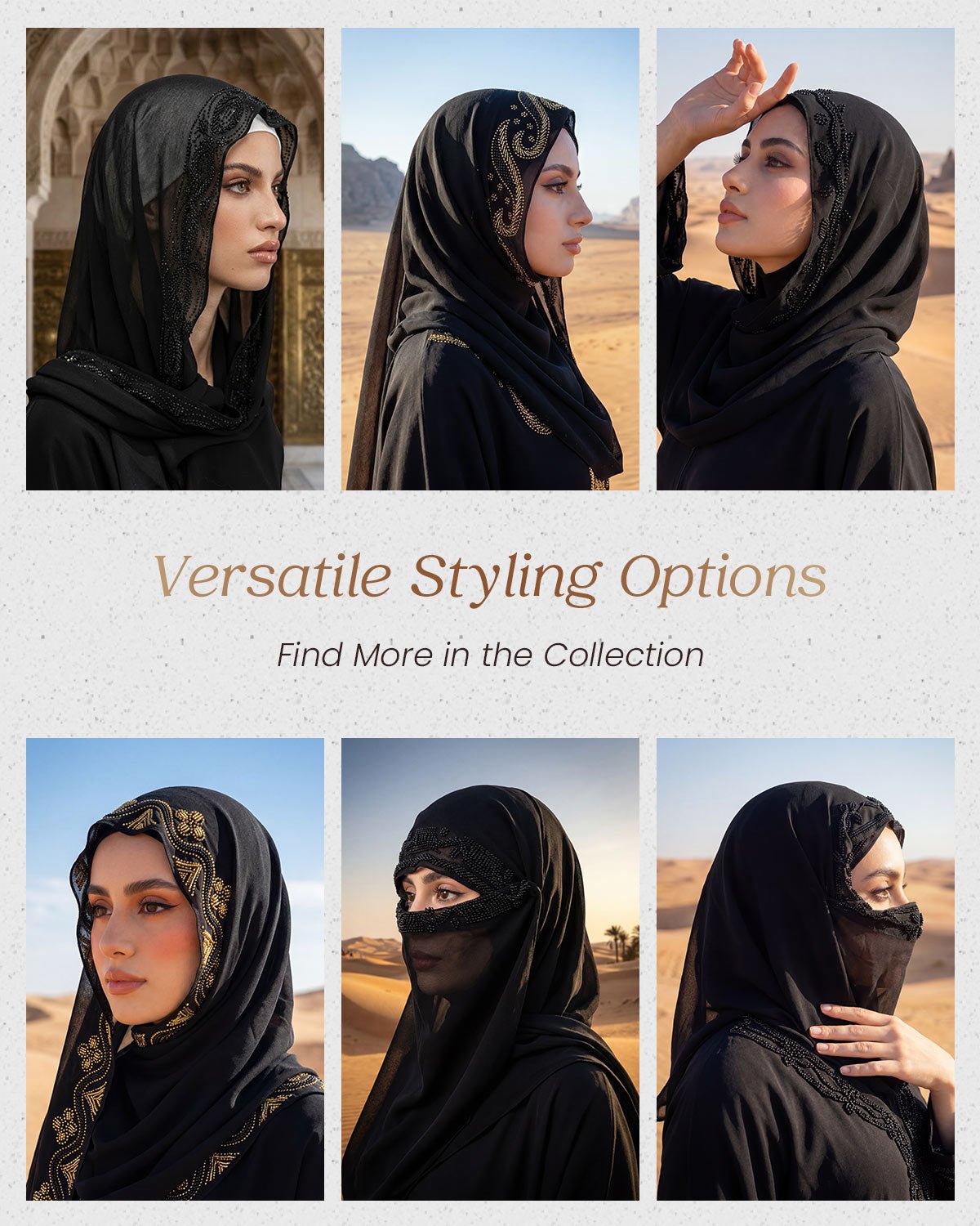 FEELITS TJ05 Black Sheer Veil Hijab – Layered Face Cover Modest Scarf - FEELITS