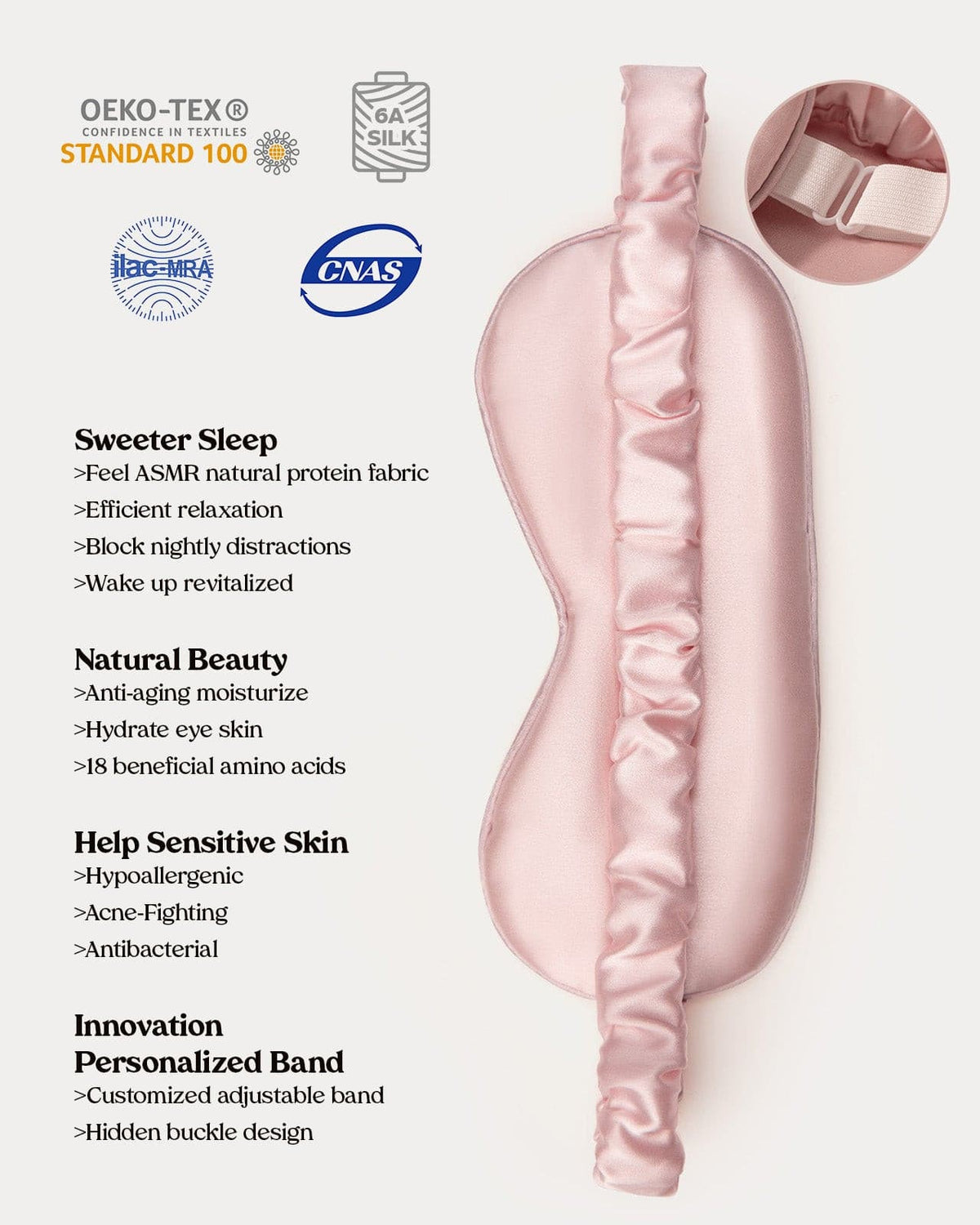 SM01 mulberry silk sleep eye mask side view | FEELITS